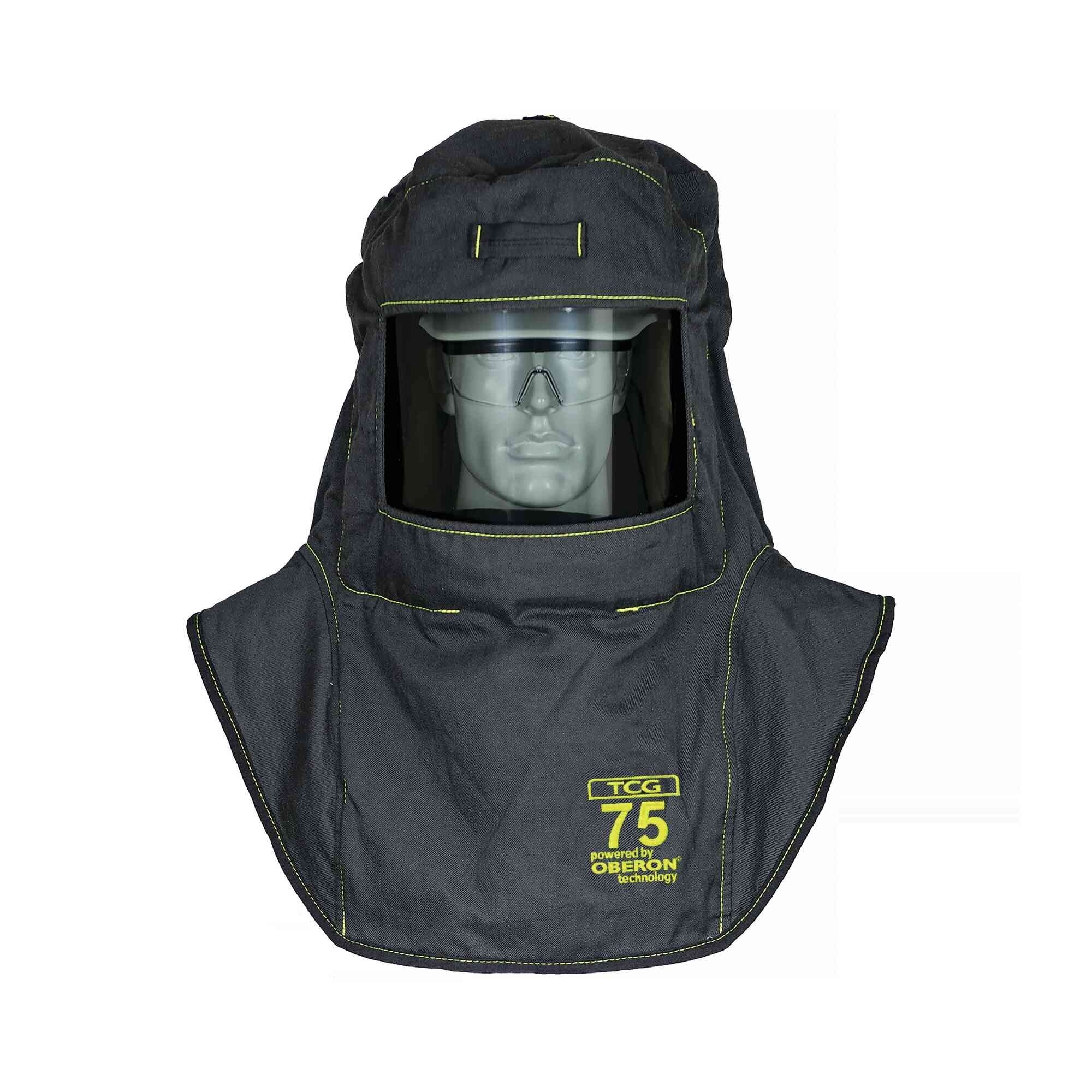 OBERON™ - Hood with Hard Cap - Arc Flash - 75 Cal TCG™ - Color: Black - Window: True Color Grey (TCG™) - Model # TCG75-C